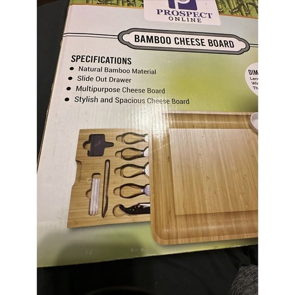 Bamboo Cheese Board With Drawer Large Charcuterie & Knife Set Bowls Tray New - Picture 5 of 7